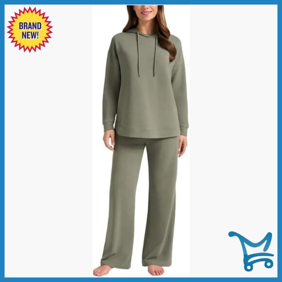 Soft Fleece Lounge Set Hoodie Pants Small Relaxed Fit Comfy